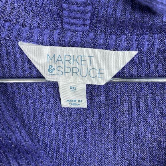Market & Spruce Hoodie XXL Purple Knit Stretch Hooded Long Sleeve Ribbed Sweater - Picture 5 of 8